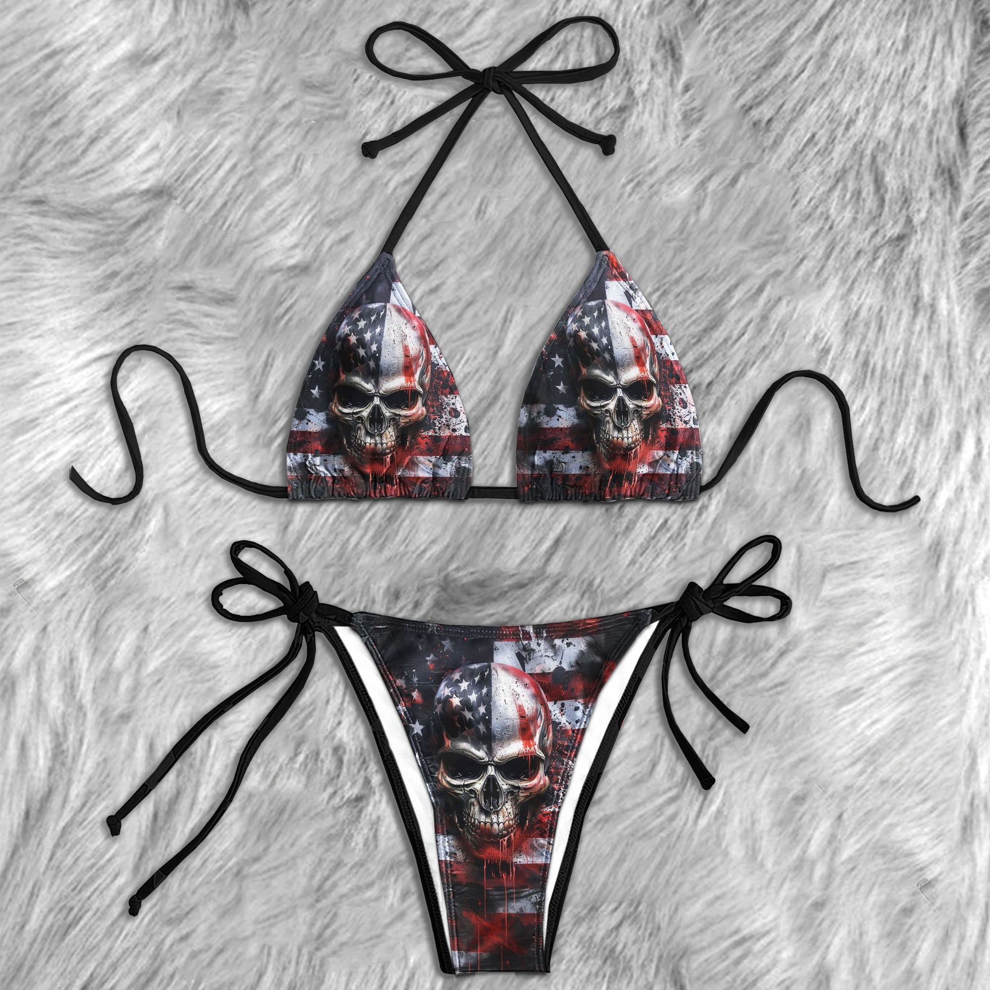 Scary Skull Flag Micro Triangle Bikini Swimsuit - Wonder Skull
