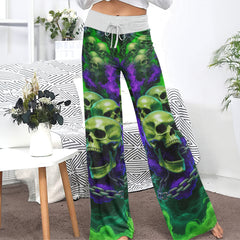 Soulbound Smoke Skull Women's High-waisted Wide Leg Pants