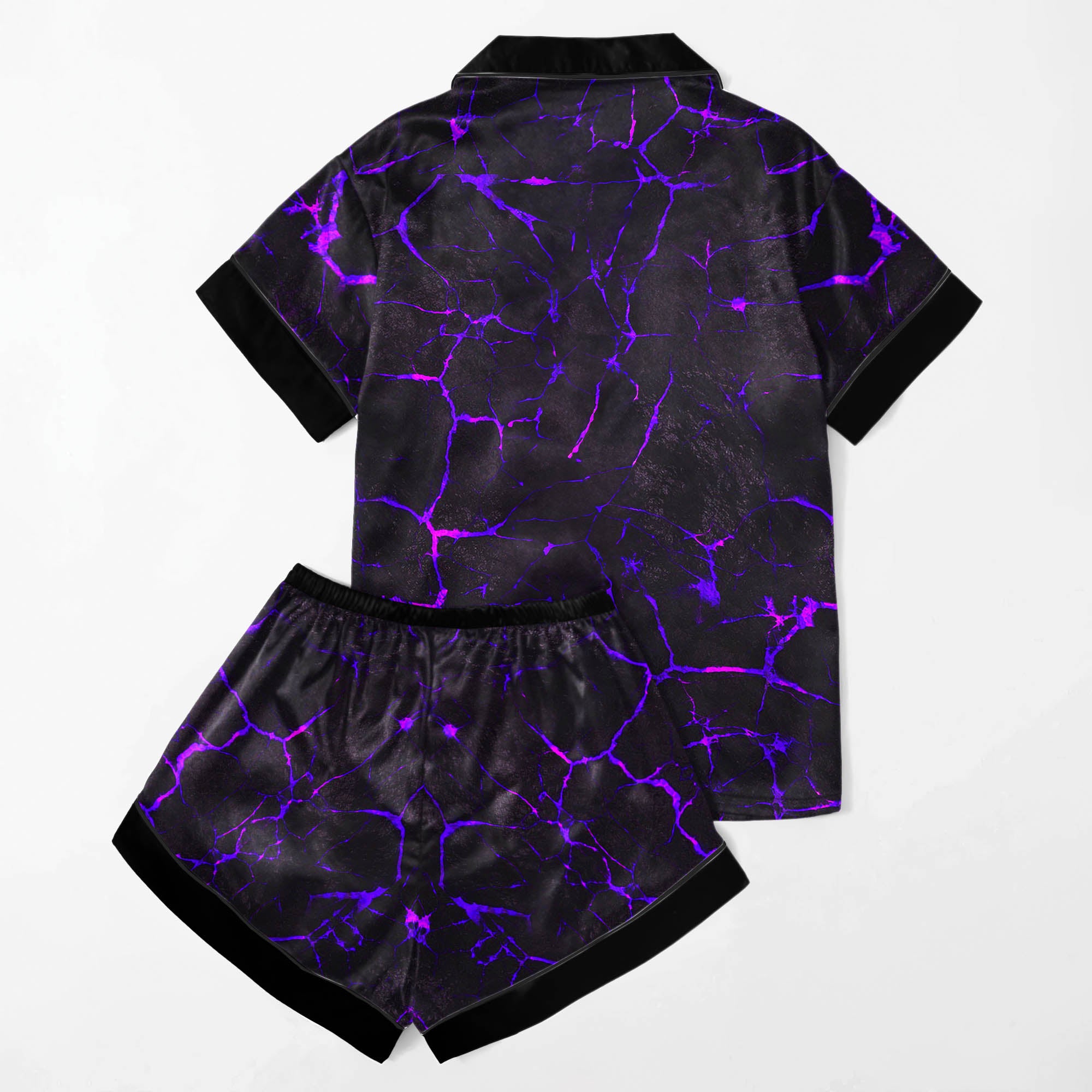 Purple Skull Lava Women's Pajama Sets Top Sleeve & Short Bottom