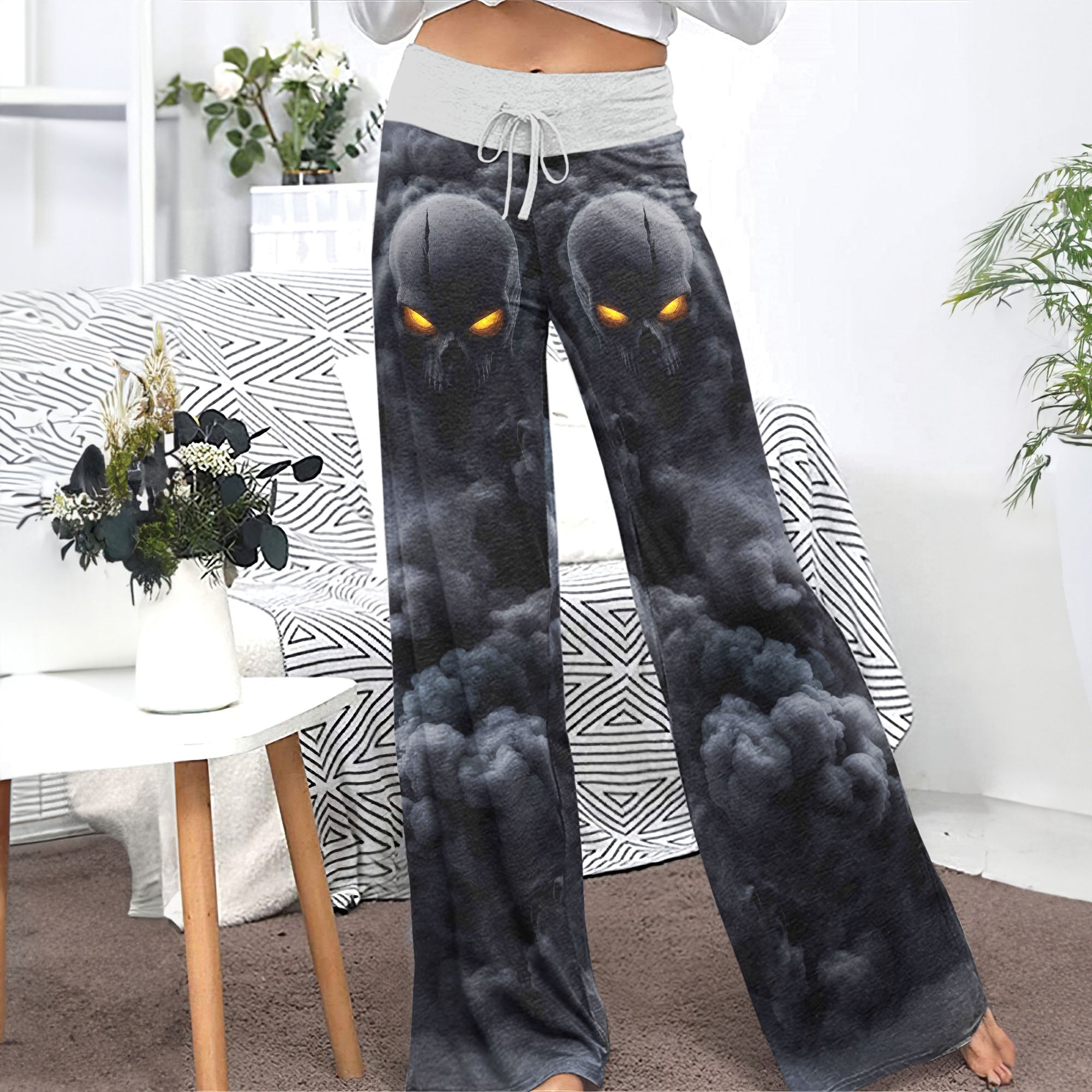 Inferno Grim Smoke Women's High-waisted Wide Leg Pants
