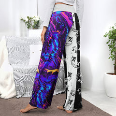 Psycho Art Abstract Women's High-waisted Wide Leg Pants | Wonder Skull