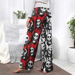 Red White Nightmare Art Women's High-waisted Wide Leg Pants | Wonder Skull