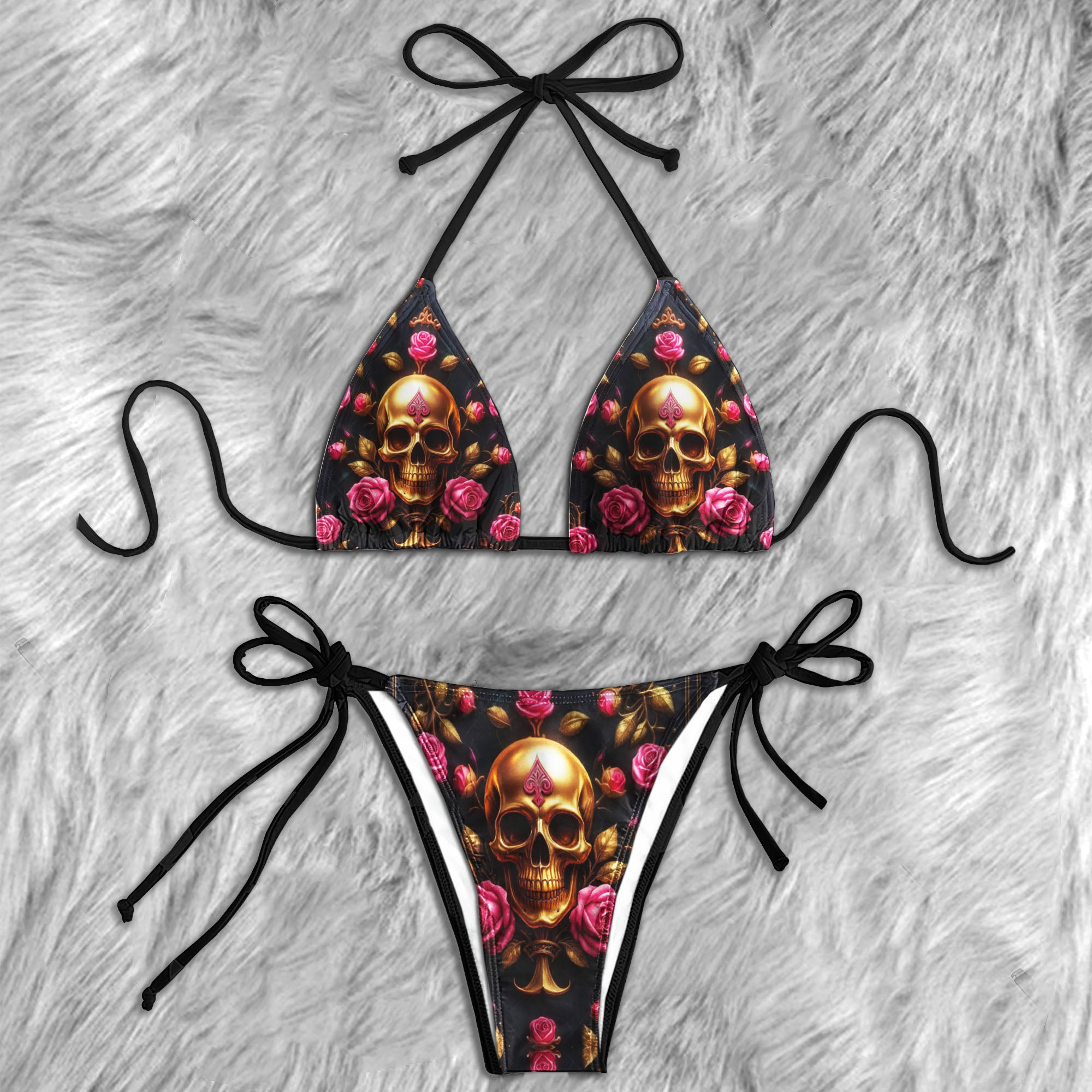 Golden Ace Skull & Royal Micro Triangle Bikini Swimsuit