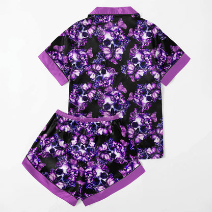 Chic and stylish women's pajama set with unique design prints and statement sleeves, Soft and luxurious fabrics make this pajama set perfect for bedtime or lounging at home.