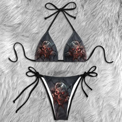 Breaching Undead Skull Micro Triangle Bikini Swimsuit