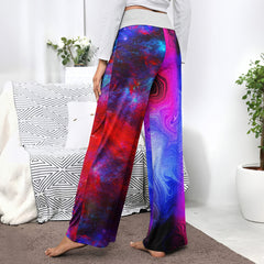 Purple Emo Abstract Women's High-waisted Wide Leg Pants | Wonder Skull