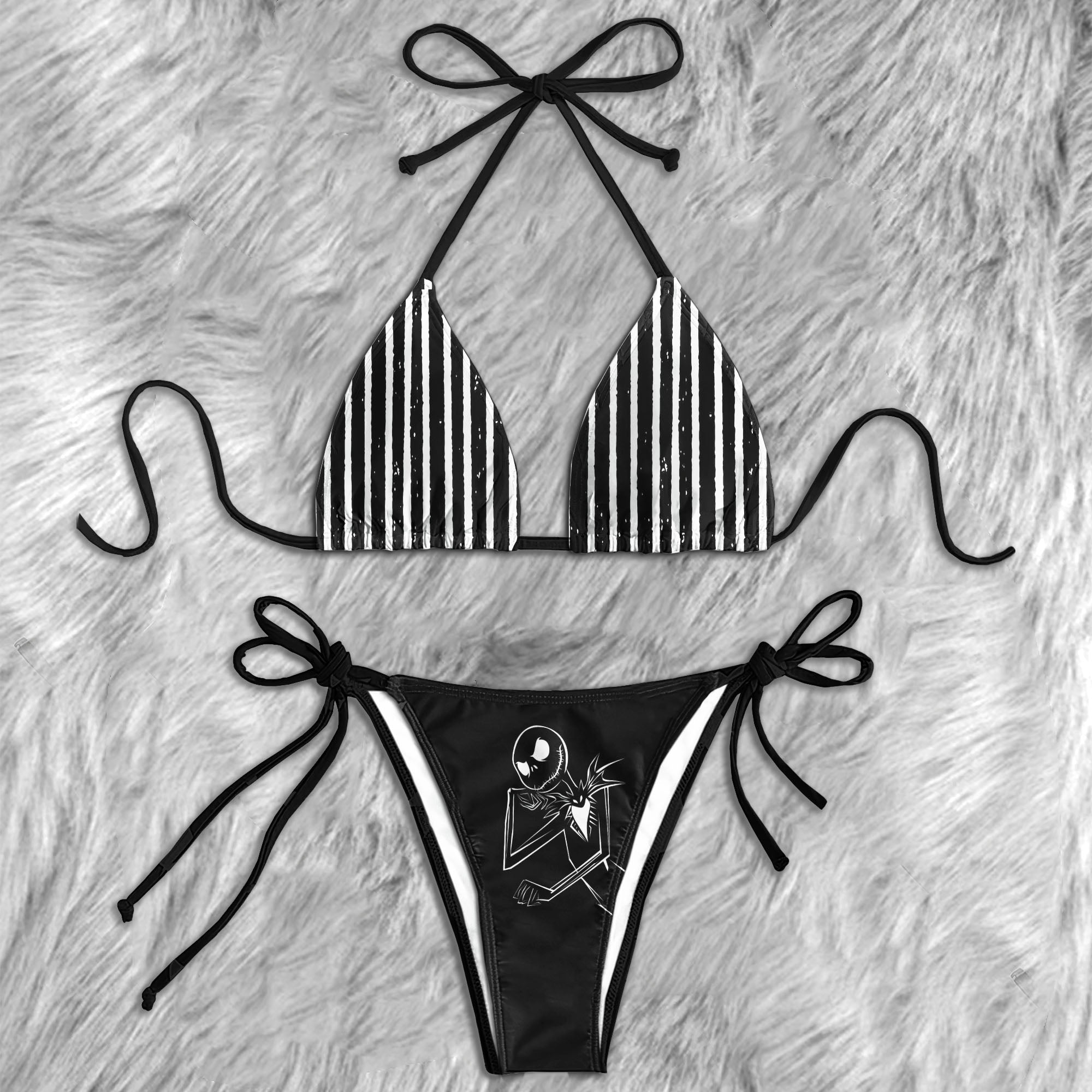 Shadow Skeleton Art Micro Triangle Bikini Swimsuit