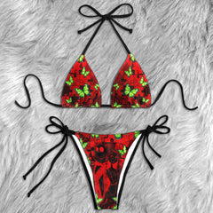 Neon Butterfly Night Skull Micro Triangle Bikini Swimsuit