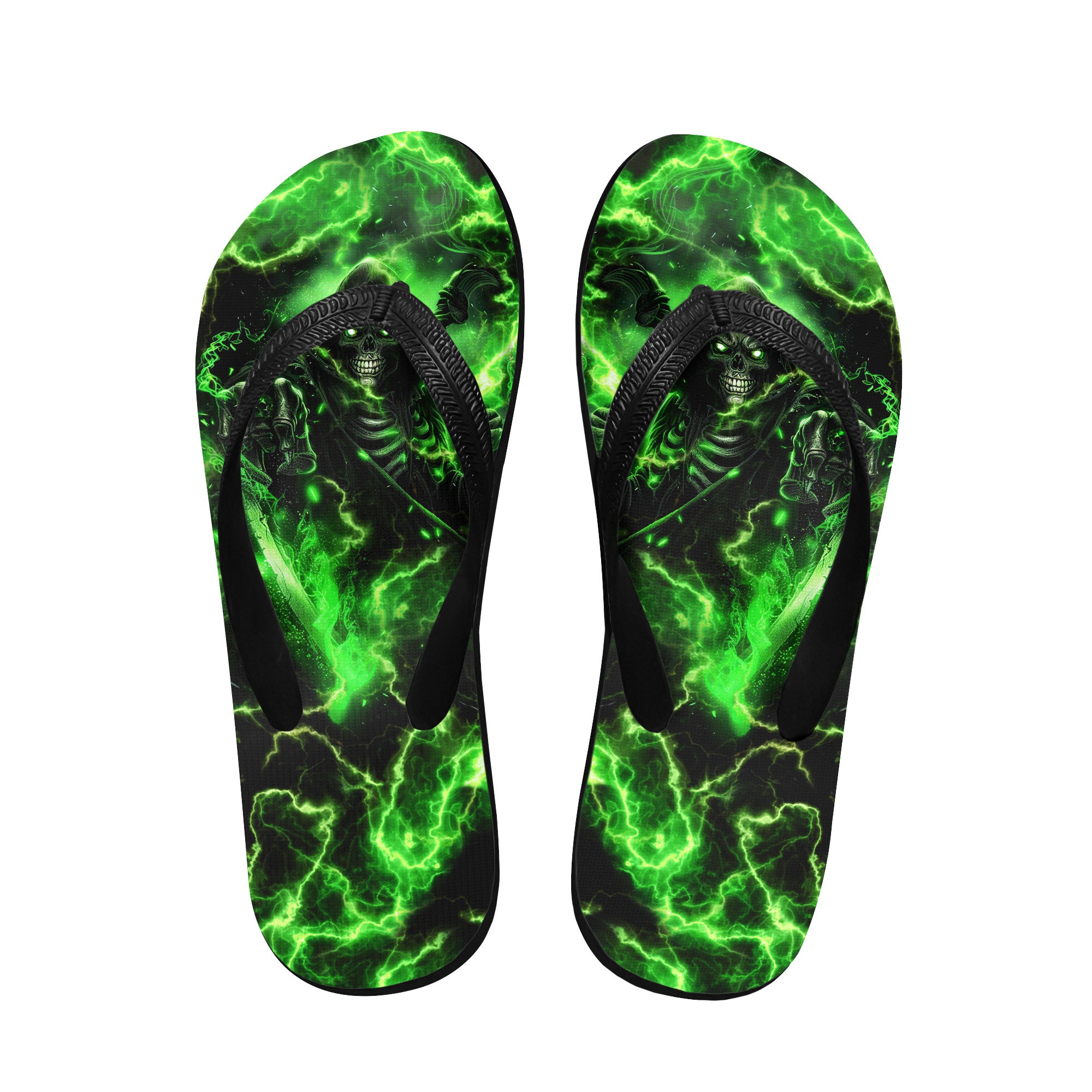 Image of a pair of beach flip flops with a sleek design, featuring a comfortable yoga mat footbed, non-slip sole, and water-friendly materials. Perfect for summer outings, beach walks, and casual occasions.