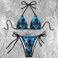 Thunder Blue Skull Micro Triangle Bikini Swimsuit - Wonder Skull