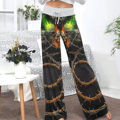 Barbed Trinity Skull Women's High-waisted Wide Leg Pants