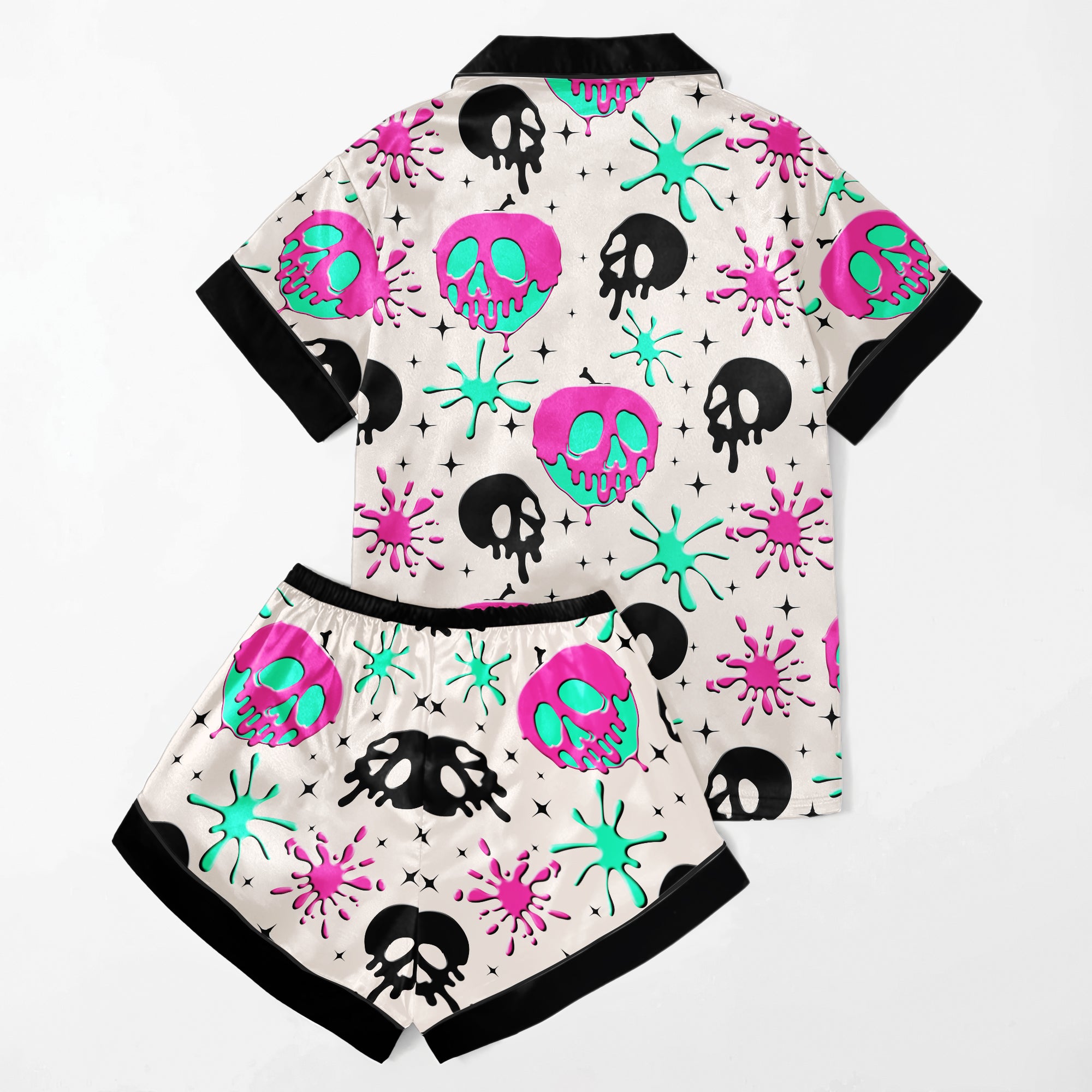 Chic and stylish women's pajama set with unique design prints and statement sleeves, Soft and luxurious fabrics make this pajama set perfect for bedtime or lounging at home.