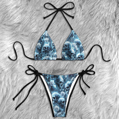 Frozen Roses & Silent Skulls Micro Triangle Bikini Swimsuit