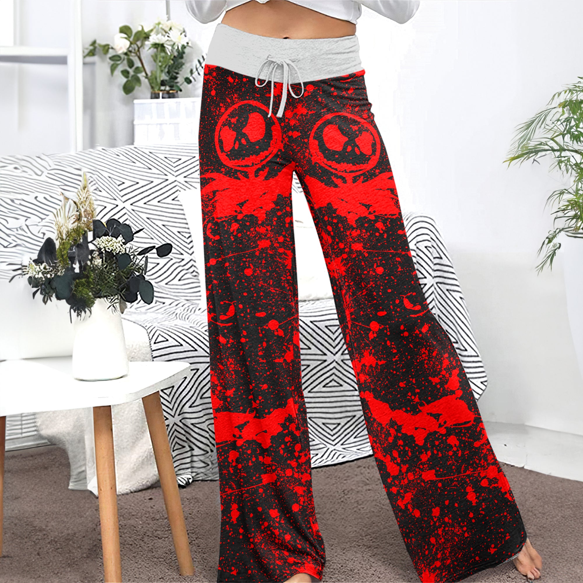 Red Brush Art Women's High-waisted Wide Leg Pants