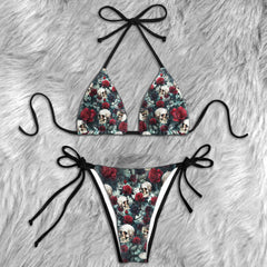 Gothic Thicket Skulls Micro Triangle Bikini Swimsuit