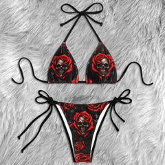 Gothic Rose Dark Skull Micro Triangle Bikini Swimsuit