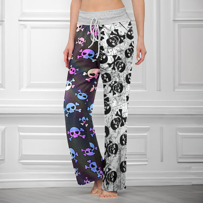 Retro Grunge & Pastel Skull Women's High-waisted Wide Leg Pants