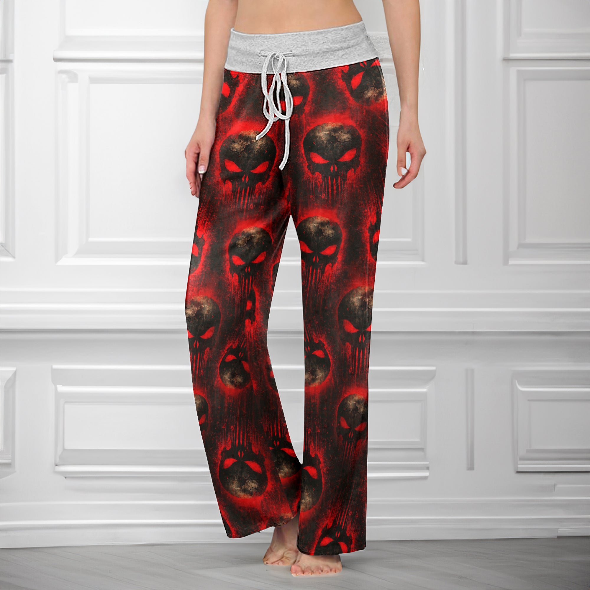 Blood Skull Rampage Pattern Women's High-waisted Wide Leg Pants