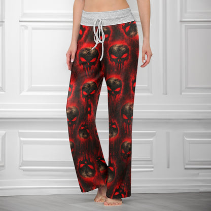 Blood Skull Rampage Pattern Women's High-waisted Wide Leg Pants
