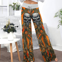 Hunting Camouflage Skull Women's High-waisted Wide Leg Pants | Wonder Skull