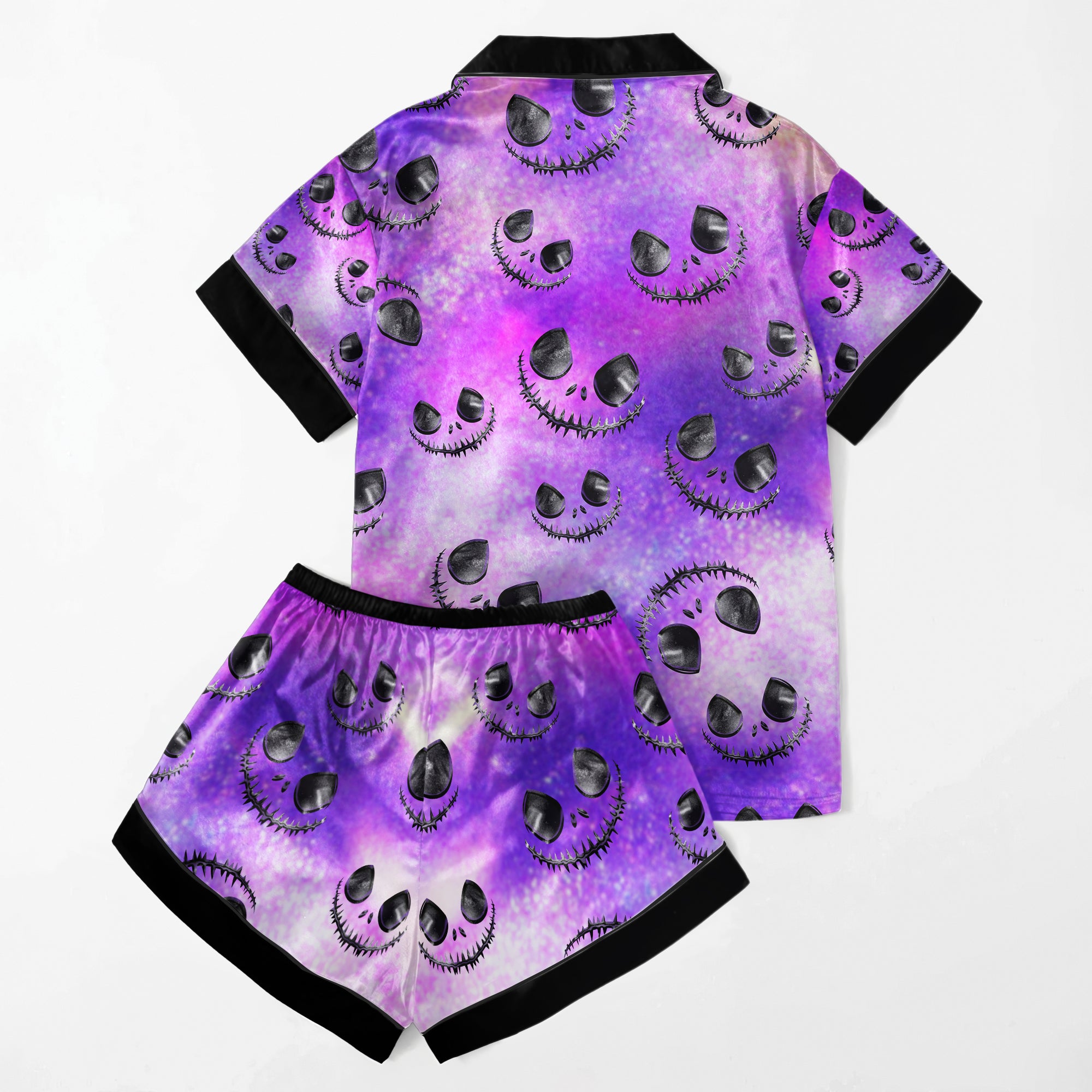 Purple Giltter Pattern Women's Pajama Sets Top Sleeve & Short Bottom