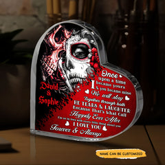 Happily Ever After - Customized Skull Couple Crystal Heart Anniversary Gifts