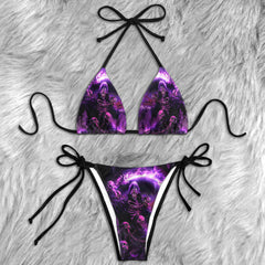 Purple Grim Reaper Fire Micro Triangle Bikini Swimsuit - Wonder Skull