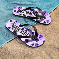 Image of a pair of beach flip flops with a sleek design, featuring a comfortable yoga mat footbed, non-slip sole, and water-friendly materials. Perfect for summer outings, beach walks, and casual occasions.