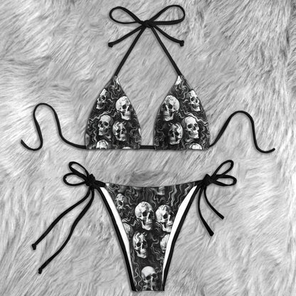 Dark Surrealism Skulls Micro Triangle Bikini Swimsuit