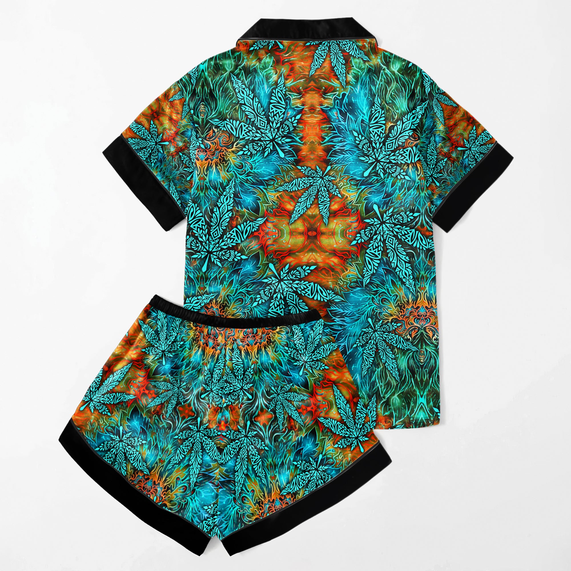 Blooming Skull Mirage Women's Pajama Sets Top Sleeve & Short Bottom
