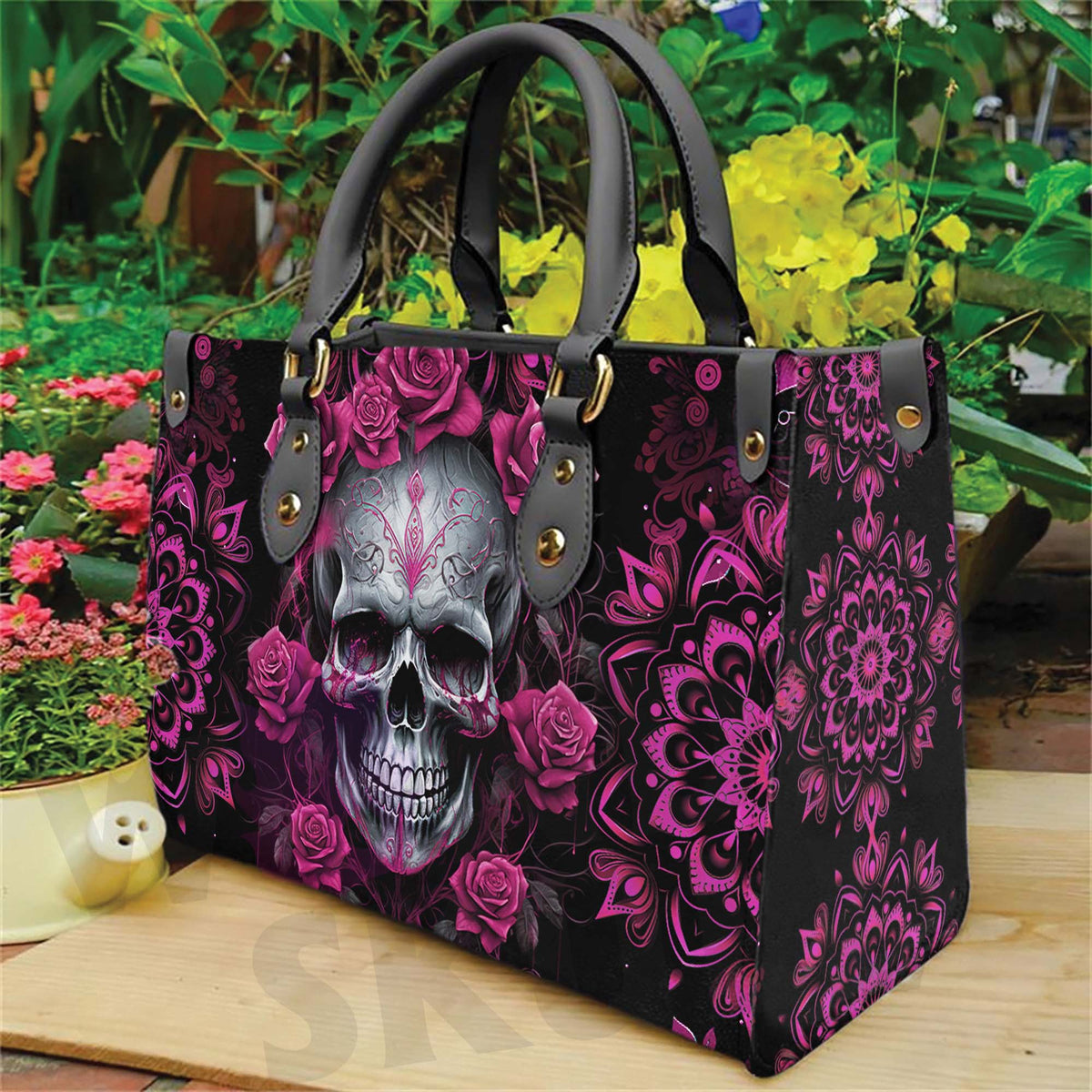 Wonder Skull structured tote bag solves the "I can't find anything in my bag" problem. The roomy interior fits your tablet, phone, wallet, water bottle, umbrella, and cosmetics — without the overstuffed look. Multiple interior pockets keep everything organized, so you're never digging around at checkout. Reinforced rivet corners and quality metal hardware ensure the bag holds up to daily use. Whether you're heading to work, running errands, or catching a flight, this tote keeps you looking put-together.