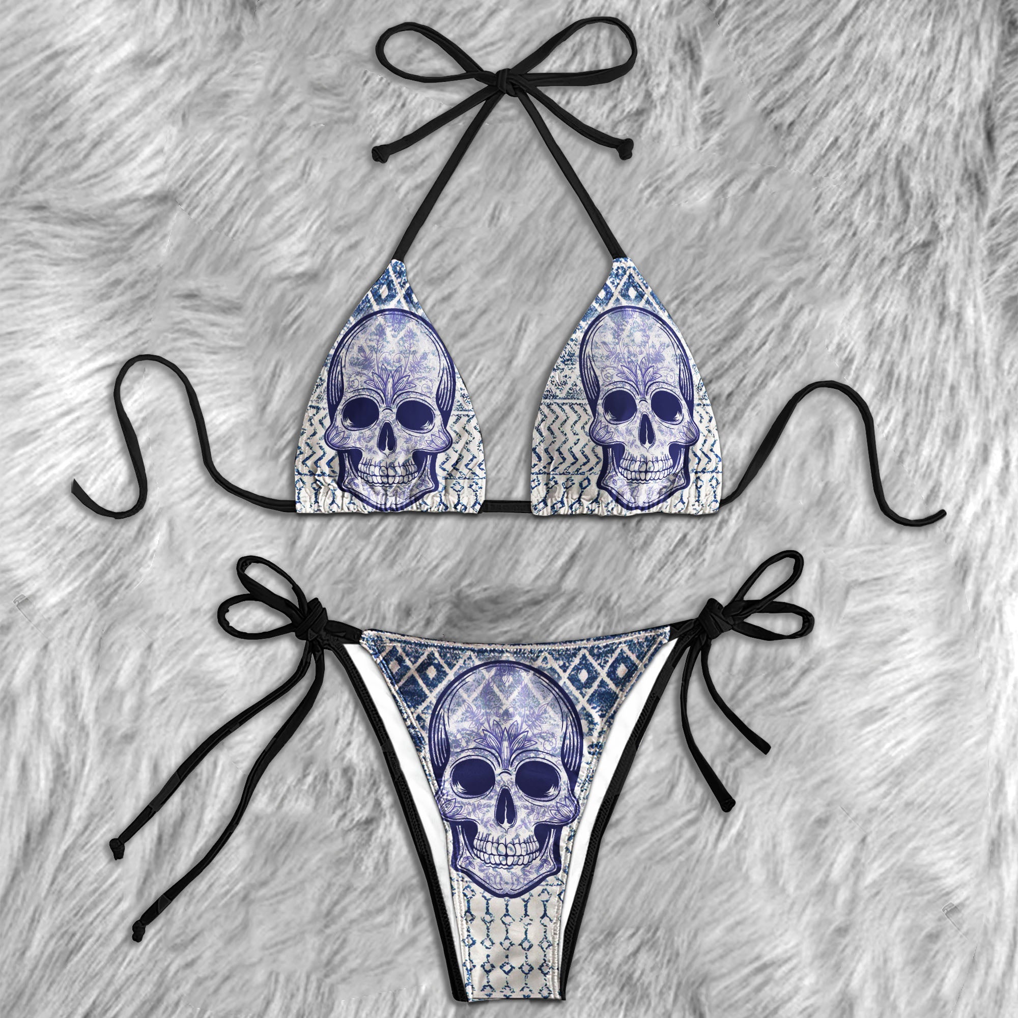 Aztec Skull Art Micro Triangle Bikini Swimsuit - Wonder Skull