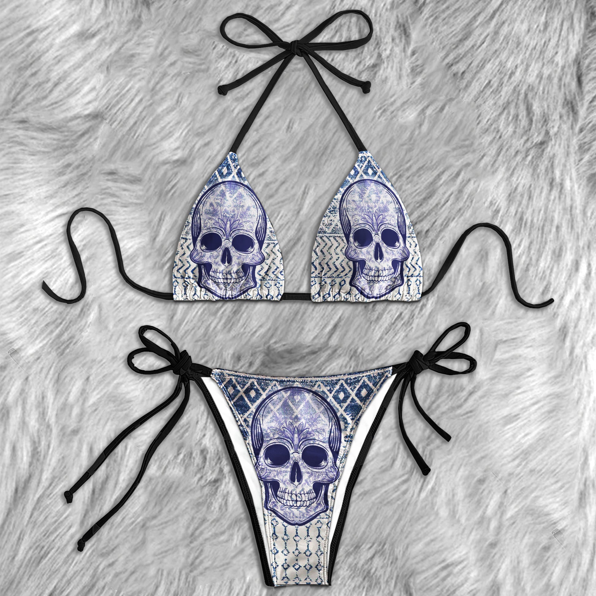 Aztec Skull Art Micro Triangle Bikini Swimsuit - Wonder Skull