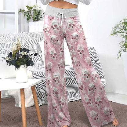Neon Skull Mosaic Chrome Women's High-waisted Wide Leg Pants