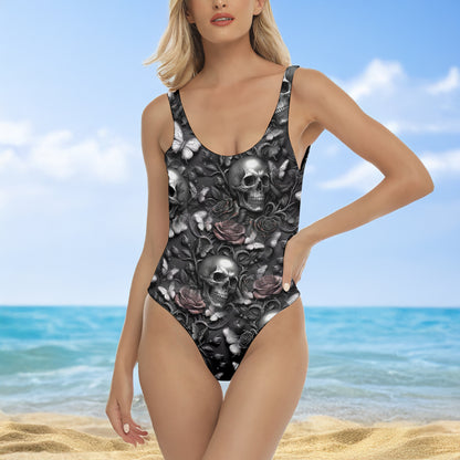 One Piece Bikini Garden of Bones & Butterflies Print Swimwear