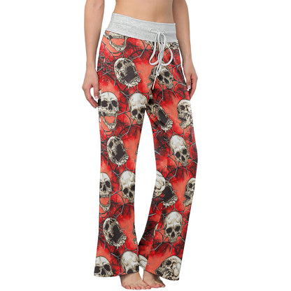 Skull Abstract Gothic Women's High-waisted Wide Leg Pants | Wonder Skull