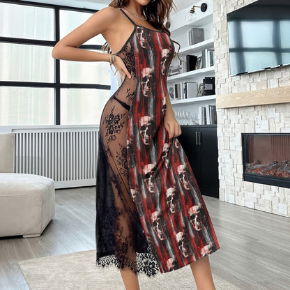 Skull Grunge Pattern Women's Lace Cami Sleepwear | Gothic, Punkrock, Lingerie for Women