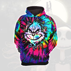 TieDye Rainbow Nightmare Theme Combo Hoodie and Leggings - Dark and edgy matching set with skull designs for a unique and stylish look