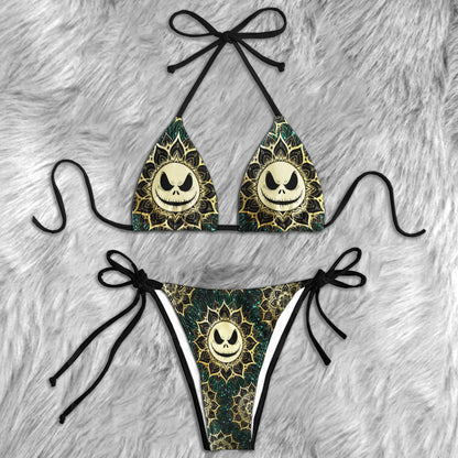 Golden Skull Grin Bloom Micro Triangle Bikini Swimsuit