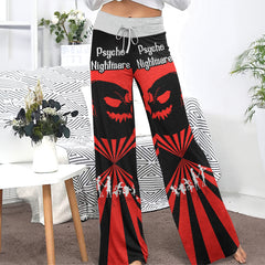 Red Moon Nightmare Art Women's High-waisted Wide Leg Pants