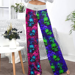 Gothic Rose Skull Garden Women's High-waisted Wide Leg Pants