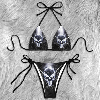 Electric Skull Discharge Micro Triangle Bikini Swimsuit