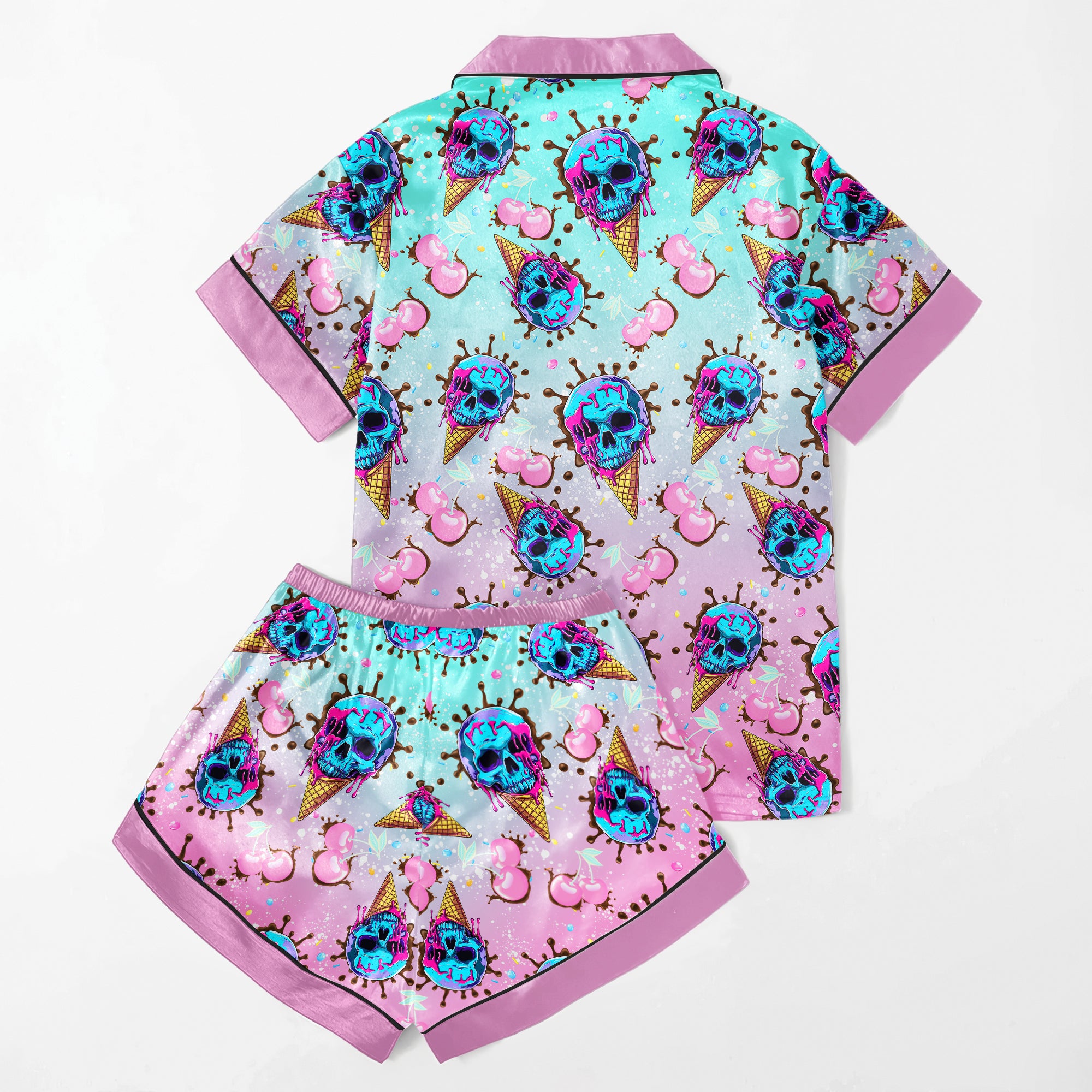 Chic and stylish women's pajama set with unique design prints and statement sleeves, Soft and luxurious fabrics make this pajama set perfect for bedtime or lounging at home.