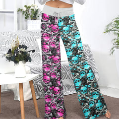 Neon Grunge Skull Love Women's High-waisted Wide Leg Pants