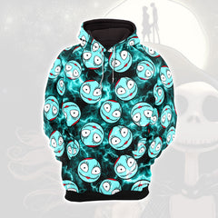 Cyan Thunder Nightmare Theme Combo Hoodie and Leggings - Dark and edgy matching set with skull designs for a unique and stylish look