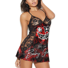 Horror Red Nightmare Black Lace Sleepwears Babydol Dresses - Wonder Skull