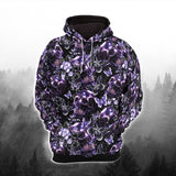 Dark Violet Skull Floral Combo Hoodie and Leggings - Dark and edgy matching set with skull designs for a unique and stylish look.