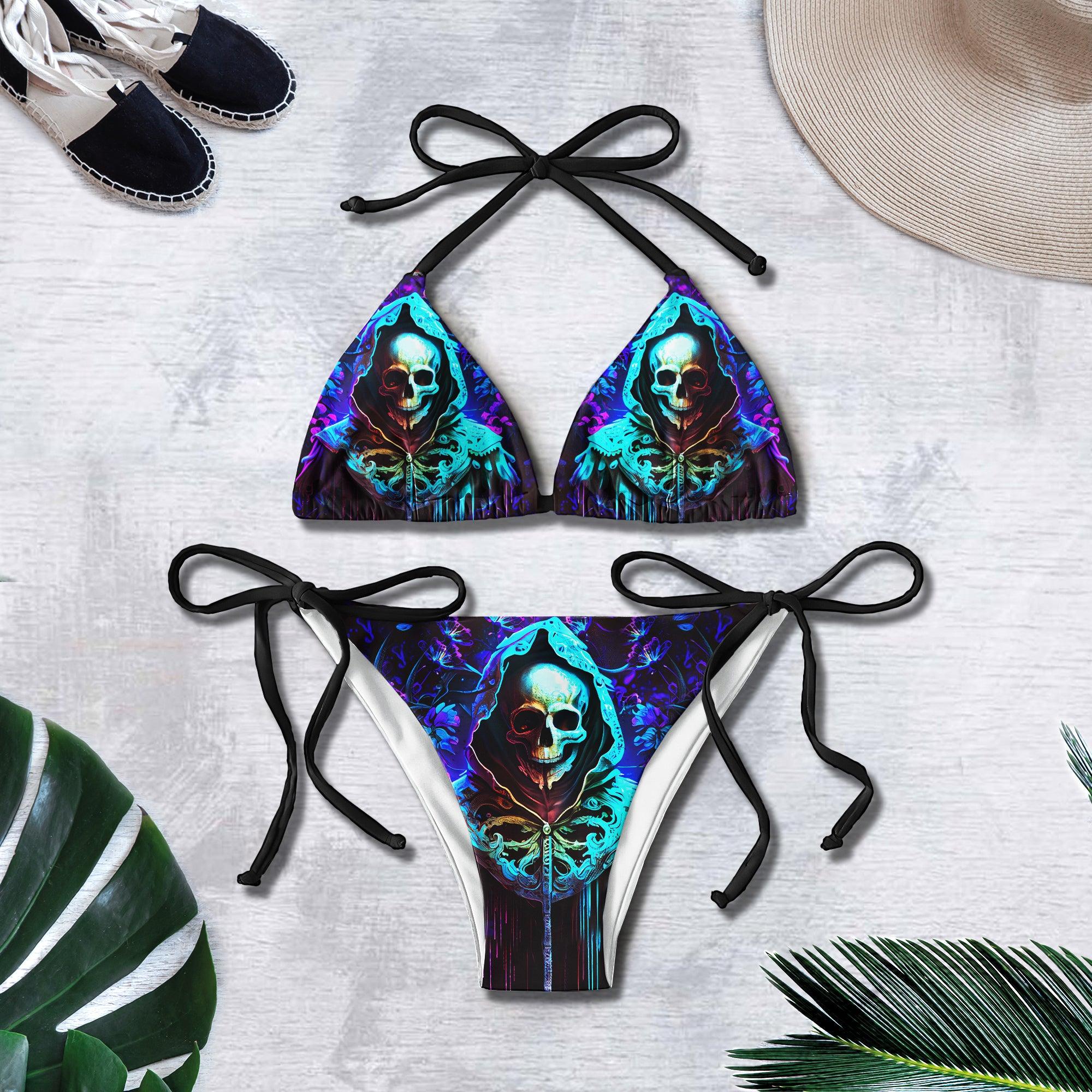 Skull Grim Reaper Micro Triangle Bikini Swimsuit - Wonder Skull