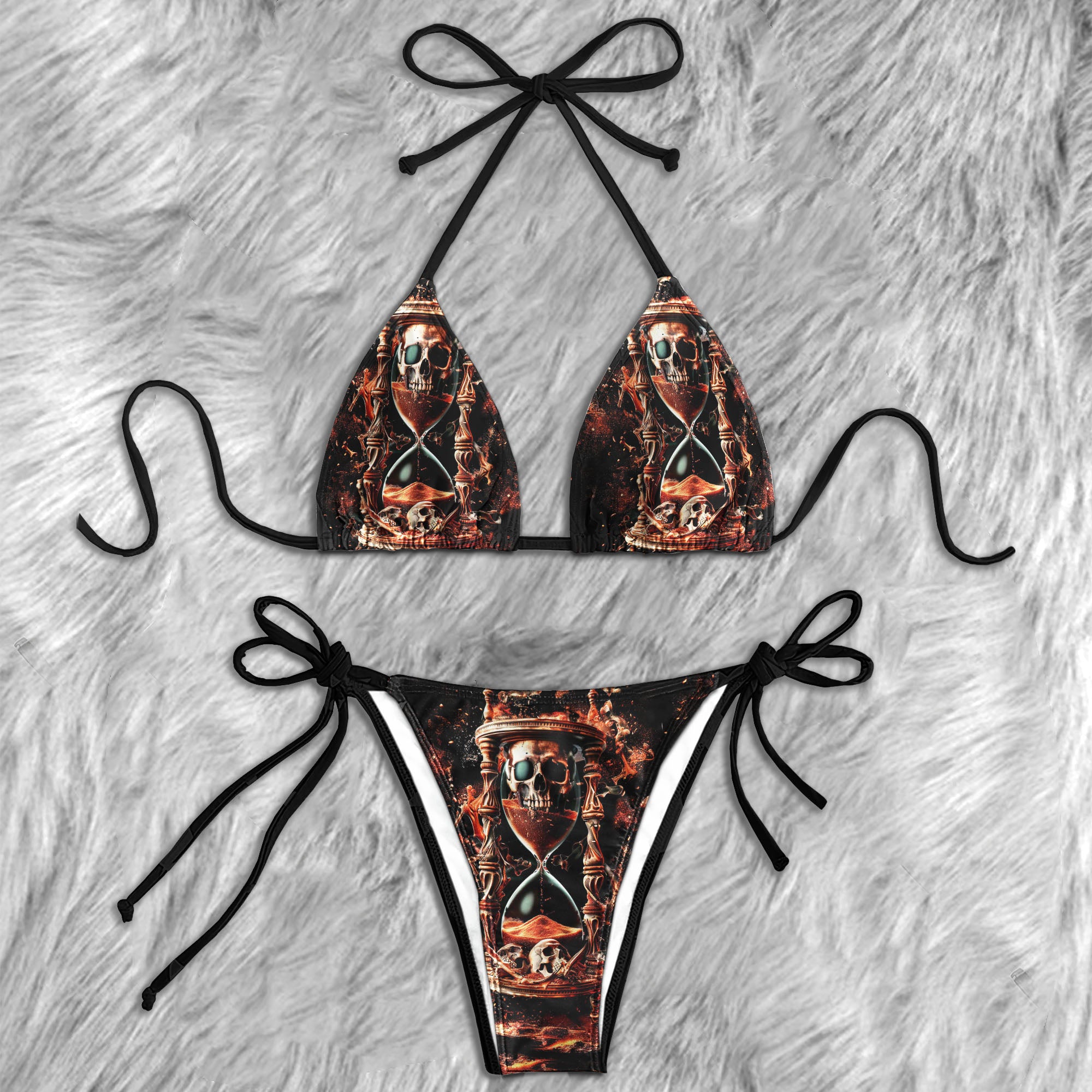Skull Hourglass Art Micro Triangle Bikini Swimsuit - Wonder Skull