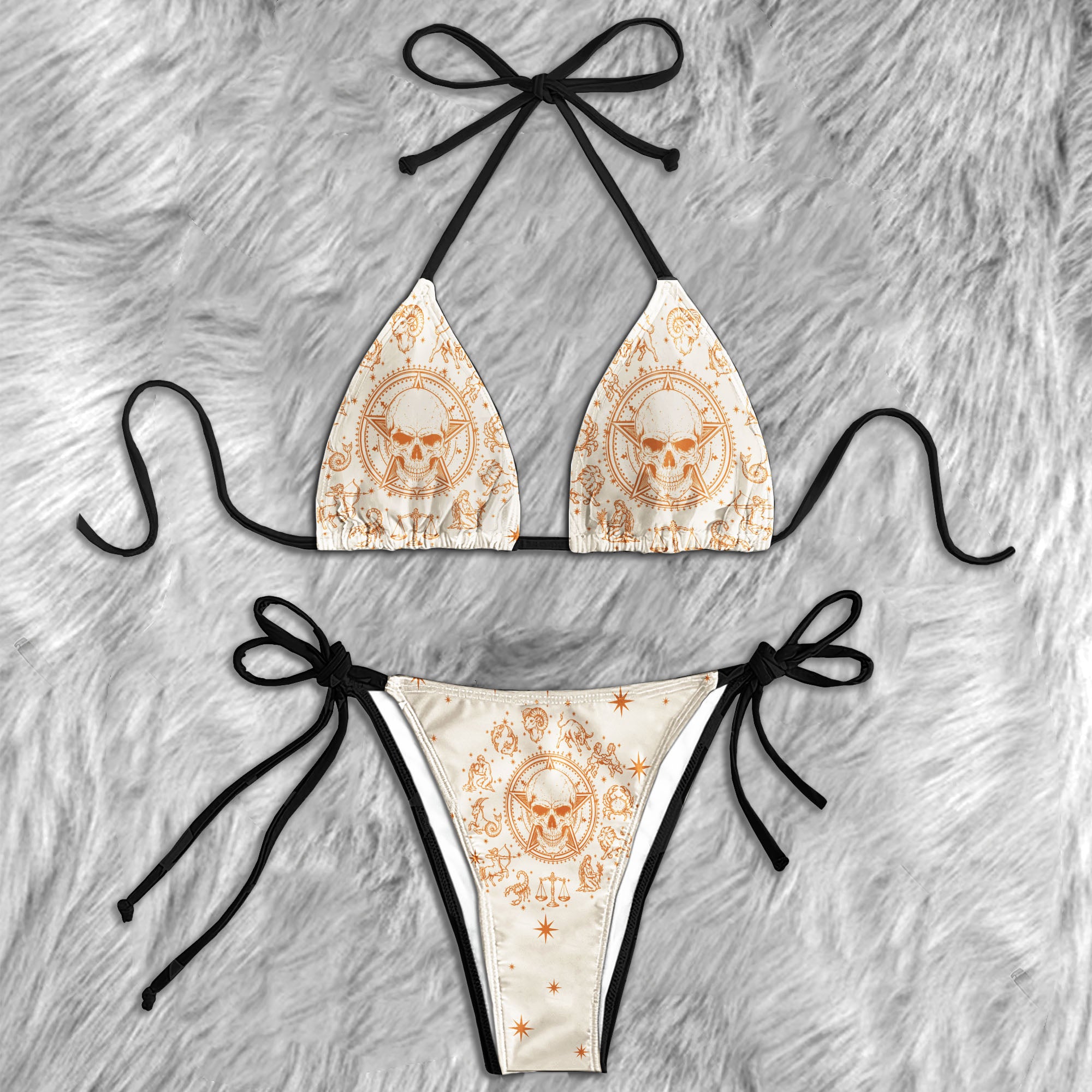 Celestial Zodiac Skull Micro Triangle Bikini Swimsuit